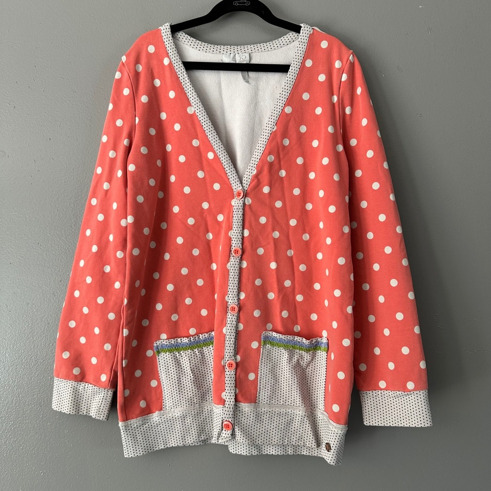 Matilda Jane Adventure Begins Hang Time Coral Polka Dot Cardigan
